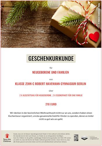 Urkunde Geschenkspende