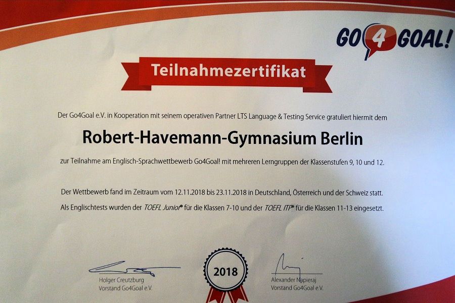 Urkunde Toefl-Test